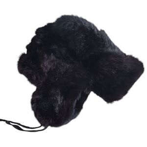 Vintage Black Mink Trapper Hat Russian Ushanka Style Ear Flap Quilt Lined Cap